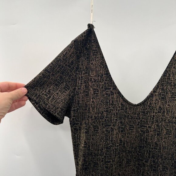 Rolla Coster Women's Short Sleeve A-Line Dress Black/Gold Size Small Above Knee - Picture 4 of 8
